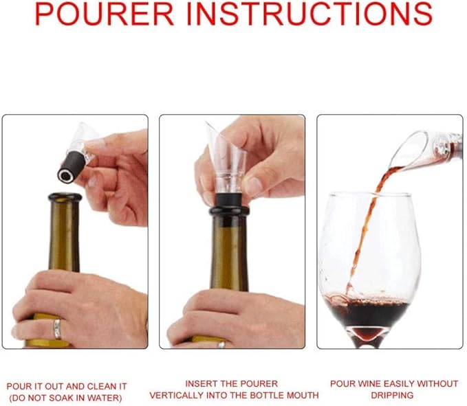 qiuqiu Bottle Opener, Air Pressure Wine Opener Set with Wine Pourer, Foil Cutter and Vacuum Stopper,Handheld Portable Cork Remover Pump for Home Resturant Bar
