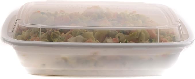 EcoQuality Meal Prep Containers [100Pack] White Rectangle Container with Lids, Food Storage Bento Box, Microwavable, Disposable, Stir Fry | Lunch Boxes | BPA Free | Freezer/Dishwasher Safe (24 oz)
