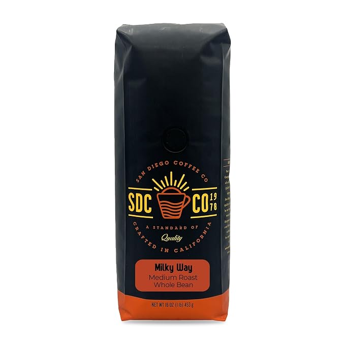 San Diego Coffee Milky Way, Medium Roast, Whole Bean Coffee, 16-Ounce Bag Café en grano tostado