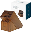 KITCHENDAO 14 Slot Acacia Wood Knife Block without Knives, Universal Knife Holder for Kitchen, Holding Multiple Types of Knives, Countertop Butcher Block Knife Stand for Easy Kitchen Storage