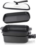 AEWHALE 2-in-1 Multifunctional Electric Grill,Indoor Smokeless Electric Griddle Electric Skillet with Removable Non-Stick Plate+Pot+Lid,1400W Adjustable Temperature Party Griddle