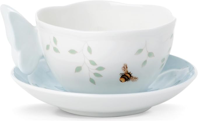 Lenox Butterfly Meadow Figural Cup and Saucer Set, Blue