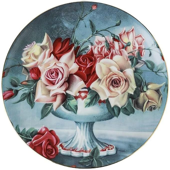 YBK Tech Euro Style Bone China Cup& Saucer Set, Ceramic Tea Coffee Cup for Home Kitchen Wedding (Vintage Rose Pattern)