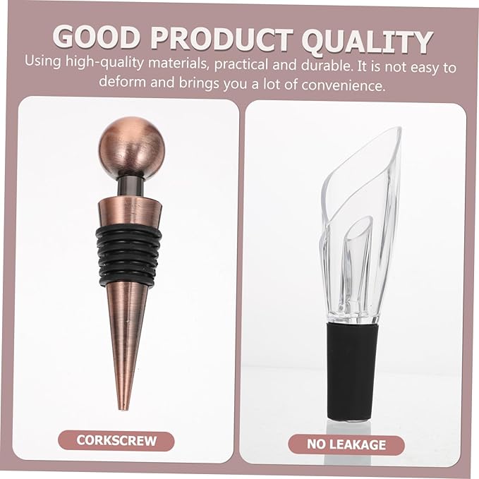 6pcs Wine Accessories Kit Black Wine Opener Set Vacuum Stopper Decanter and Quality Tool for Effortless Bottle Opening and Aeration