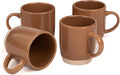 OTAGO Coffee Mugs for 4, 12 oz Mug Set, Partially Unglazed Base,Dringking Cup with Handle for Coffee, Tea, Cocoa, Milk, Brown