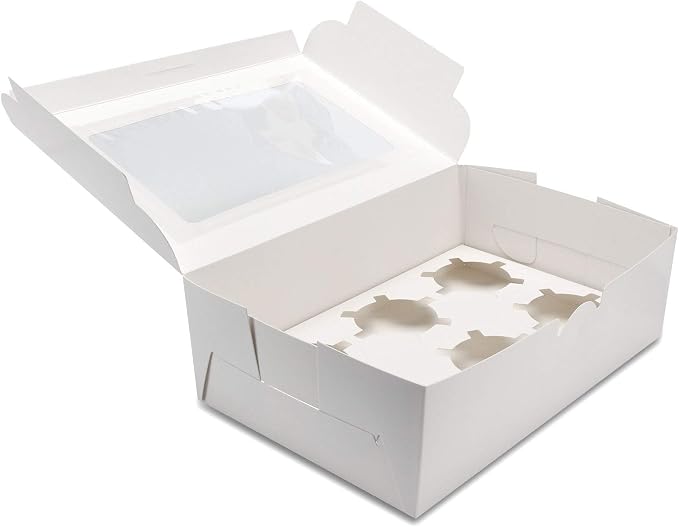 EUSOAR Cupcake Boxes 6 Count, 50pcs 9.4"x 6.2"x 3.0" Kraft Muffin Cupcake Box Carrier with Insert and Display Window, Take Out togo Cupcake Muffin Containers Favor Boxes Individual