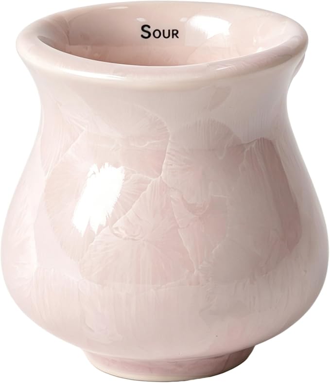 Ceramic Espresso Tasting Cup 4oz Handcrafted Ice Crackle Porcelain Cortado & Macchiato Cup, Asymmetrical Sensory Thick Wall Coffee Mug with Anti-Slip Base, Demitasse Barista Gift, Pink