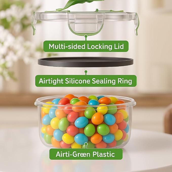 RockBerry 56 PCS Food Storage Containers with Lids Airtight- Plastic Container for Pantry Kitchen Organization-Microwave Dishwasher,Freezer Safe 100% Leak Proof (28 Stackable Boxes-28 Lids)