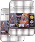 KITCHENATICS Quarter Sheet Cooling Rack Stainless Steel Oven Safe Set 2 | Fits standard quarter sheet pans for grilling, broiling, drying and draining grease while cooking
