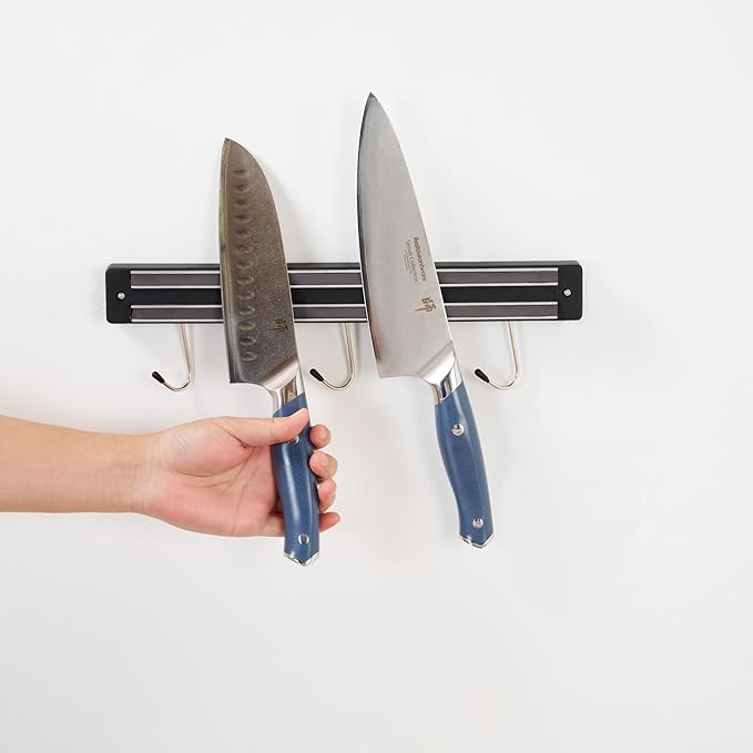 Restaurantware Met Lux 13 Inch Magnetic Knife Holder For Wall 1 Powerful Knife Magnetic Strip - Space-Saving Organizer Securely Hang Kitchen Utensils or Tools Black Plastic Knife Hanger