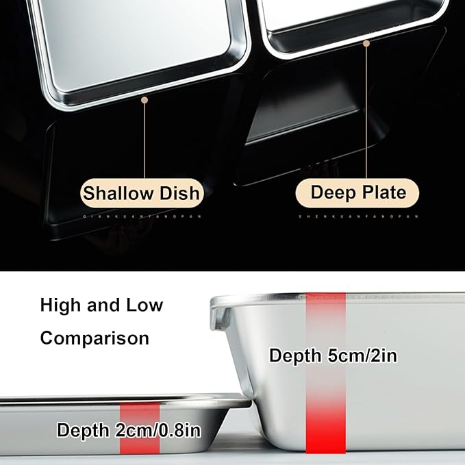Baking Sheet, Stainless Steel Tray, Dishwasher Leak Pan, Metal Drip Pan for Kitchen Baking, Barbecue, Lab Instrument, Pet Treatment(26.8 * 20.8 * 2cm/10.6 * 8.2 * 0.8in)