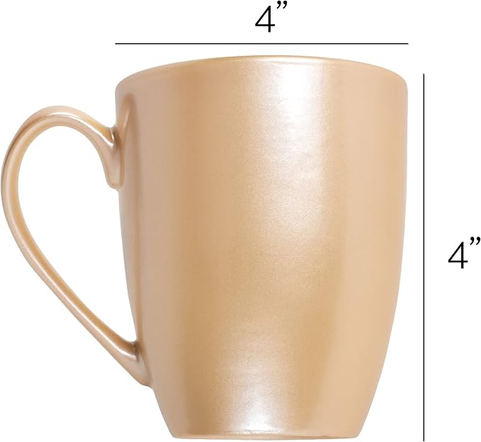 Elanze Designs Pearlescent Sand Finish 10 ounce New Bone China Coffee Cup Mugs Set of 4