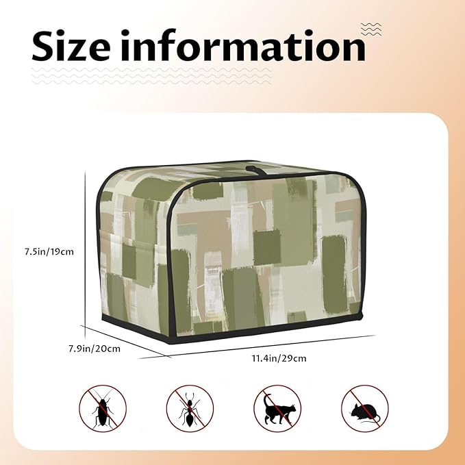 Toaster Cover 2 Slice Modern Art Geometric Sage Green Kitchen Small Appliance Covers with Pockets Dust and Fingerprint Protection