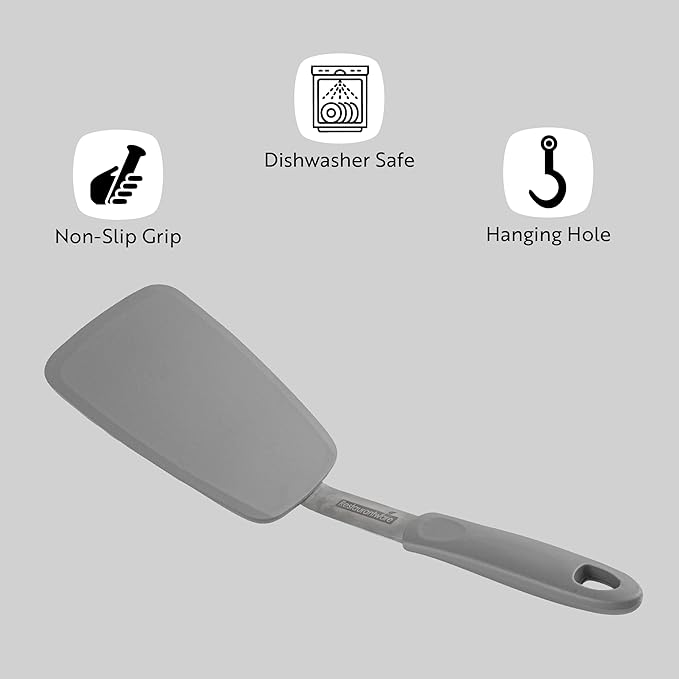Restaurantware Silicone Spatula 1 Count 13.3 Inches Flexible Heat Resistant Silicone Turner, Turquoise Nonstick Kitchen Cooking Flipper With Soft Touch Rubber Handle, Dishwasher-Friendly Ergonomic