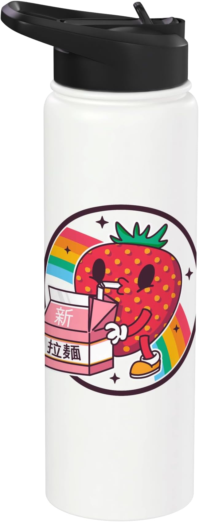 Strawberry Milk Carton Kawaii Retro Rainbow Anime Stainless Steel Insulated Water Bottle