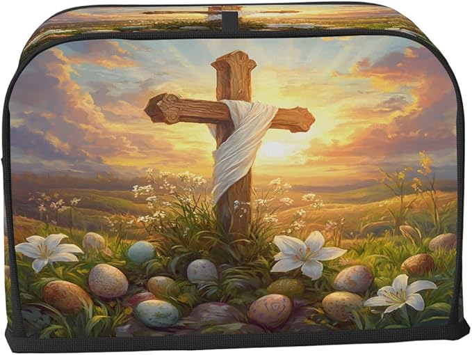 Easter Eggs Art Flower Toaster Cover 4 Slice Dust and Fingerprint Protection Toaster Bread Maker Covers Washable Kitchen Small Appliance Covers for Kitchen Accessories Decor Bakeware Women Gift