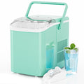 Ice Makers Countertop, Portable Ice Machine with Handle, 6 Mins 9 Bullet Cubes with Basket and Scoop, 26lbs in 24Hrs, Auto-Cleaning, for Home, Kitchen, RV, Camping, Green