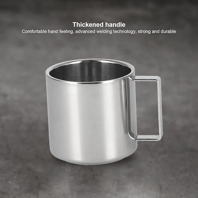 Coffee Cup Set,3PCS/Set Insulated Stainless Steel Double Walled Mugs Milk Tea Cup with Spoon Set(280ml)