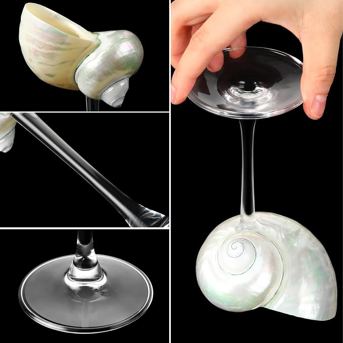 Conch Shell Wine Glasses Wedding Wine Cup Martini Goblet Cocktail Drinkware Drinking Stemware for Valentine Birthday Wedding Bridesmaids Anniversary Party(White Conch,Clear Base,1 Pcs)