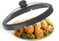 Microwave Glass Cover Splatter Guard Lid with Anti-scald Silicone Handles and Vented Edge for Food Pot Plate Cover 10.5 inch Diameter Black Height 3.35 inches
