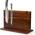 Magnetic Knife Block 14.9 x 10 inch Double Sided Magnetic Knife Holder Rack Acacia Wood Magnetic Knife Stand Knives Storage Rack with Knife Sharpener