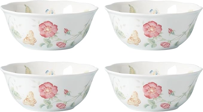 Lenox Butterfly Meadow Dinnerware Collection, Porcelain Dinnerware & Serveware, Large All-Purpose Bowl Set, 4-Piece
