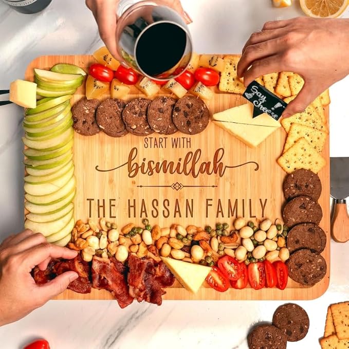 Personalized Start with Bismillah Charcuterie Boards, Ramadan Cheese Board Gift Set, Housewarming Charcuterie Boards - Islamic Gift, Ramadan Gifts, New Home Gifts for Muslim