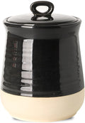 HASENSE Ceramic Kitchen Canister, 75 Oz Large Airtight Coffee Canister with Lid, Food Storage Jar for Coffee Beans, Nuts, Candy, Spices, Flour & Herbs, Farmhouse Kitchen Decor, Black
