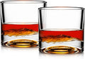LIITON Smoky Mountain Heavy Crystal Whiskey Glasses Gift Set of 2, Thick Freezable Bourbon Glass 1lb Each, Premium Whiskey Gifts for Men, Frozen Crystal Chills Cocktails, 10 oz