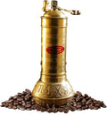 Sozen 7.6" Manual Coffee Grinder Brass – Hand Crank Burr Mill for Turkish Coffee, French Press, Espresso, Camping & Home Use – Portable Coffee Bean Grinder, Adjustable Conical Grinder