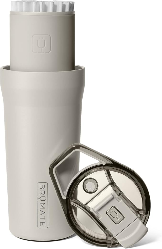 BrüMate Pour Over 20oz Insulated Coffee Mug | 2-in-1 Travel Coffee Maker with 100% Leakproof Lid | Insulated Coffee Tumbler | Travel & Camping | Comes with Filter Dripper | BPA-Free (Dune)