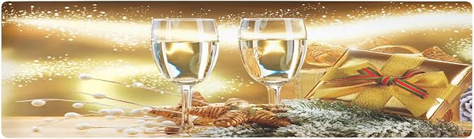 New Year Christmas Champagne Celebration Trivet Table Runner 40 Inches Long Trivet for Hot Pots and Pans/Hot Dishes,Table Protector Heat Up to 230F, Decorative Hot Plates Mat for Kitchen Countertop