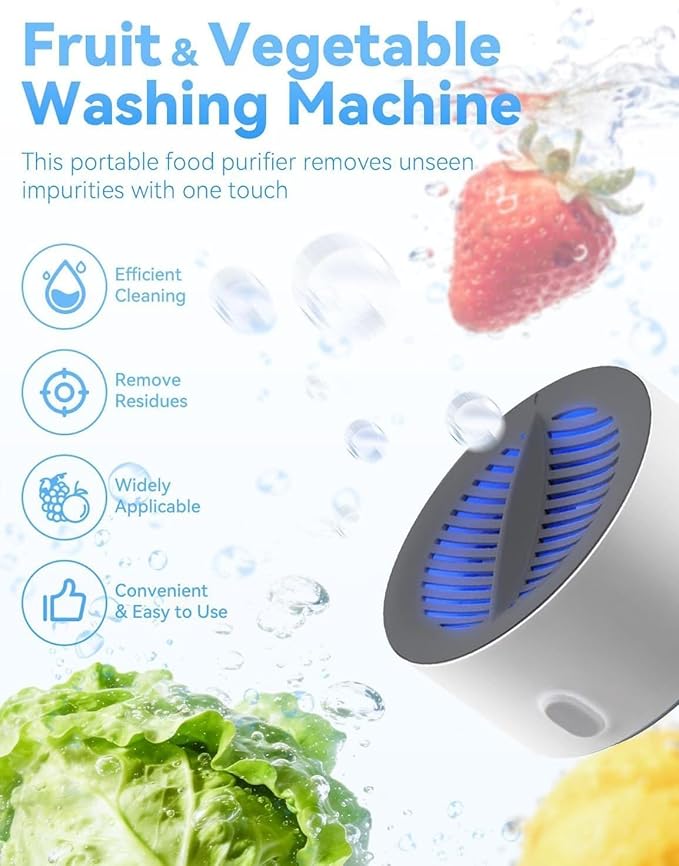 Vegetable Cleaner & Produce Cleaner - Easy 3-Minute Clean, Advanced Electrolysis Purifier, Advanced Electrolysis Purifier, Extend Freshness, Automatic Cleaning, For Fresh Fruits, Veggies, Meat (1Pcs)