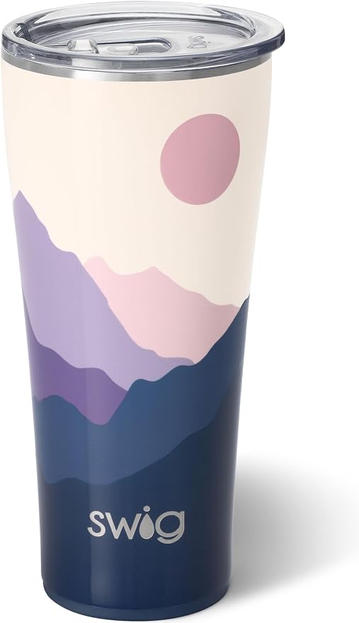 Swig Life 32oz Insulated Tumbler, Travel Coffee Tumbler with Lid, Cup Holder Friendly Travel Coffee Mug, Stainless Steel with Lid (Moon Shine)