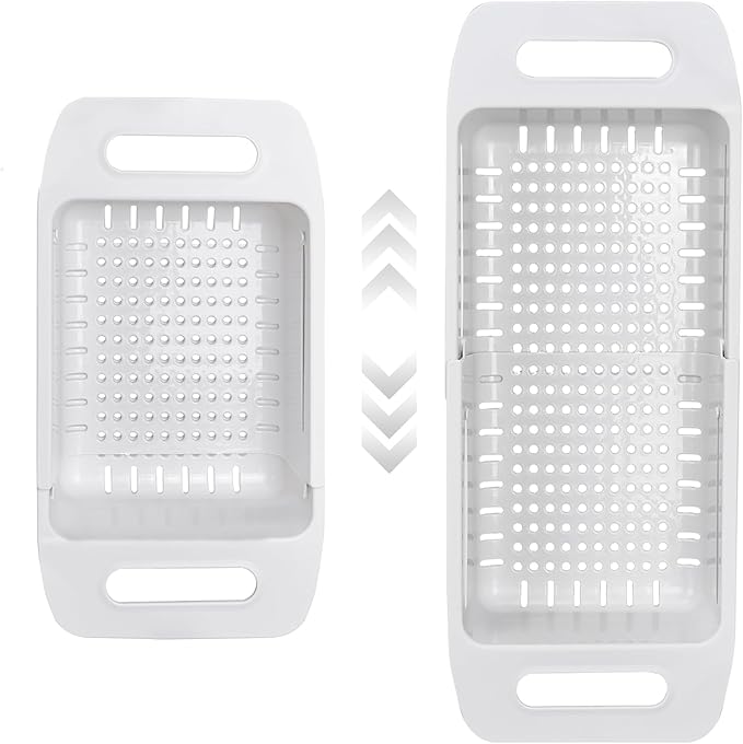 VECELO Expandable Over the Sink Colander Strainer Basket, Kitchen Strainers and Colanders for Washing Vegetables and Fruits, Draining Cooked Pasta, Drying Dishes, Gray