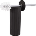 Superio Ribbed Collection - Decorative Plastic Toilet Bowl Brush and Holder Set, Brown (1 Pack) Cleaner Scrubber for Bathroom