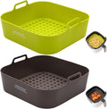 NEWITEE Air Fryer Silicone Liners 5 Qt For Ninja AF141/AF181/COSORI, 2 Pack BPA Free Platinum Air Fryer Basket Liners, Square Ninja Reusable Silicone Liner Accessories Replacement for Parchment