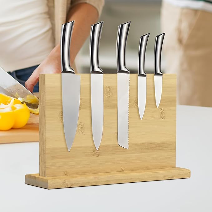 Magnetic Knife Block Holder Knife Holder Magnetic Knife Block Magnetic Knife Holder Wood Knife Set Holder Stand Knives Storage Rack for Small and medium-sized knives