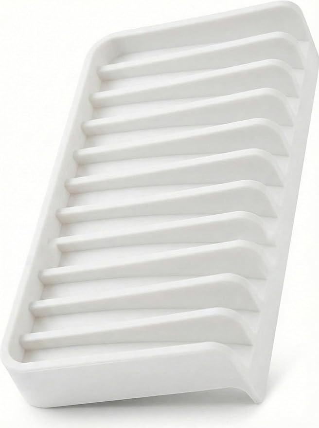 Effilogic Silicone Sponge Holder – Self-Draining Sink Organizer- Faucet Mat for Kitchen - Countertop Protector - Large White