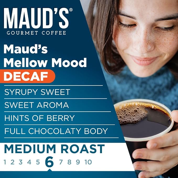 Maud's Decaf Medium Roast Coffee Pods, 100 ct, Decaffeinated Single Serve Pods – 100% Arabica Coffee, Compatible with Keurig K Cups Maker