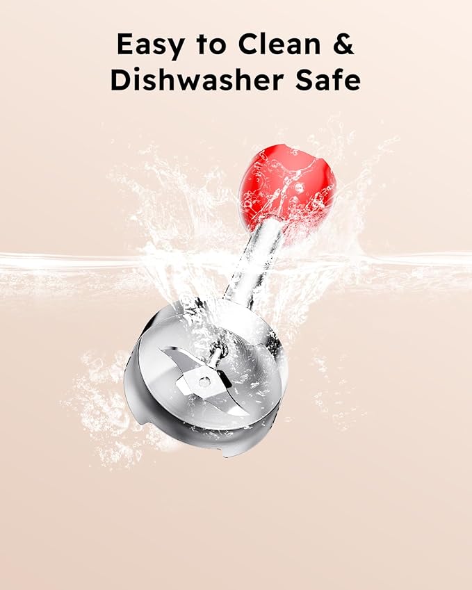 Sangcon Immersion Blender Handheld, 3-in-1 Hand Blender Electric, 400W Handheld Blender, Stainless Steel Blade Stick Blender with Whisk, Milk Frother Attachments - Red