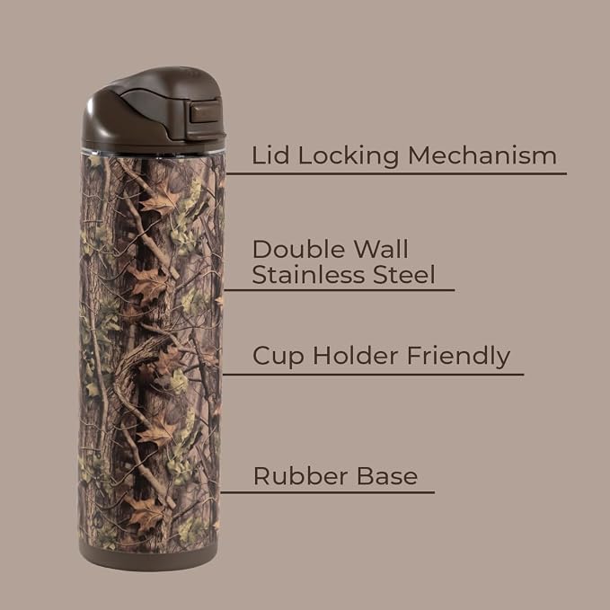 HydroJug Ease2o 24oz Insulated Water Bottle, Straw & Chug Lid, Woodland