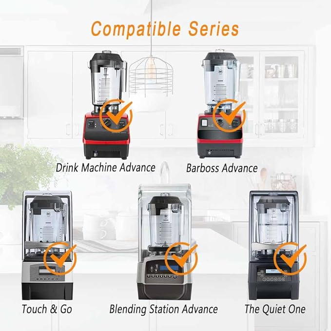 for Blenders 48 oz Advance Container, replace Touch & Go, The Quiet One, Drink Machine, Barboss and Blending Station Advance Commercial Series Pitcher Jar Cup