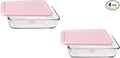 Pyrex 7210 3-Cup Glass Dish & 7210-PC Loring Pink Lid (2-Pack) - Made in USA