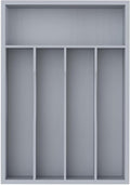 Silverware Organizer, Bamboo Kitchen Drawer Organizer, Utensil Holder, Cutlery Tray & Spoon Flatware Storage with Grooved Drawer Dividers(Grey, 9.5''W x 13.5''D)