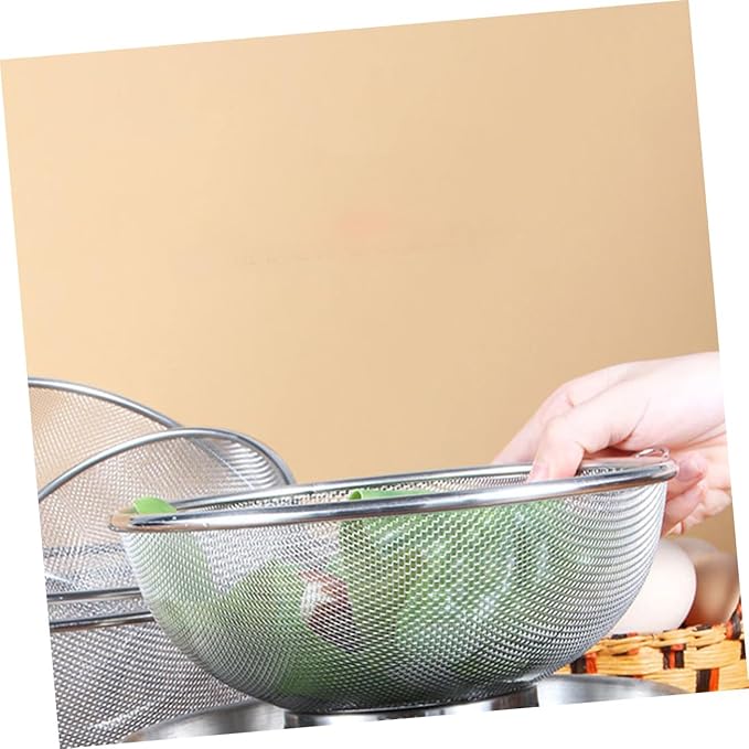 Cabilock Stainless Steel Rice Washing Strainer Fine Mesh Kitchen Colander for Vegetables and Fruits and Compact Design for Easy Storage for Home Cooking