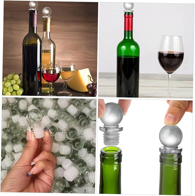 Unomor 24pcs Glass Ball Wine Stoppers Aroma Container Stoppers for Wine Bottles Glass Reliable Sealing for Freshness Convenient Decorative