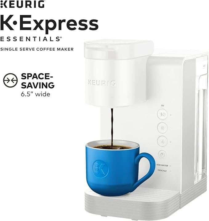 Keurig K Express Essentials Single Serve K Cup Coffee Maker (White) | 36-Oz Removable Reservoir, 3 Brew Sizes, Removable Drip Tray Fits Travel Mugs, K-Cup Pod Compatible