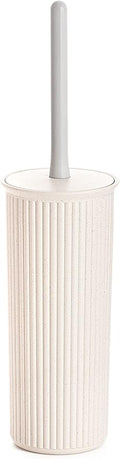 Superio Ribbed Collection - Eco-Friendly Decorative Plastic Toilet Bowl Brush and Holder Set, (1 Pack) Cleaner Scrubber for Bathroom