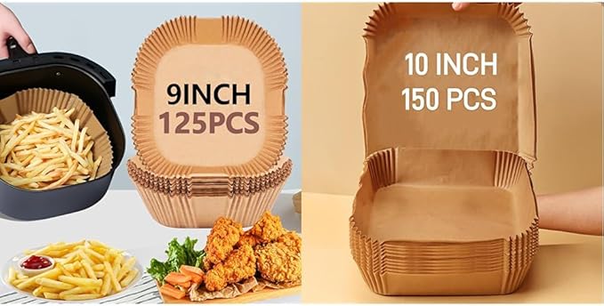 Air Fryer Paper Liners, Non-Stick Air Fryer Disposable Paper, Oil-Proof, and High-Temperature Resistant Square Baking Parchment Paper for Air Fryer, Microwave and Oven